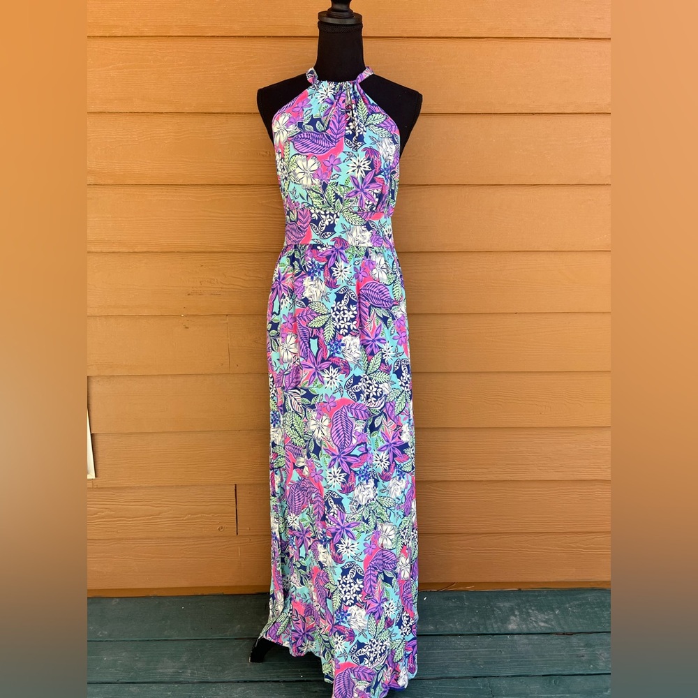 MODCLOTH Floral Halter Maxi Dress